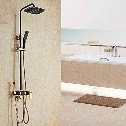 shower head European Style Black Gold Shower Head, Bathroom, All Copper Hot and Cold Water Washing Machine, Wall Hanging Black Shower Set,Black Gold Three Water Women Washquality Assurance of Modern a