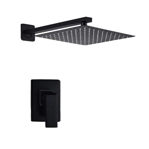 Yuidaaavzz Shower System, Matte Black Bathroom Shower Faucet Set, 8"/10"/12"/16" Shower Head with Shower Hand Spray, Hot and Cold Water Mixer Bath Taps,10 Inch(10 Inch) (One Color 16 Inch)