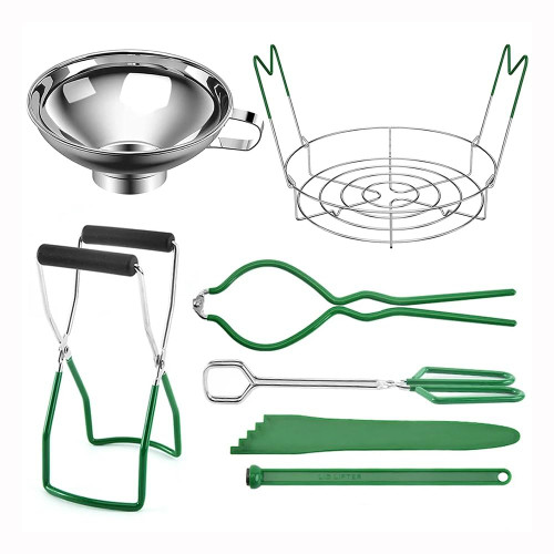 DYETEE Canning Kit, Canning Supplies Starter Kit Canning Tools Set Canning Set with Canning Rack Canning Tonga Jar Lifter Durable Canning Kit 7Pcs (Color : Green)