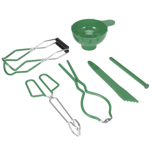 Kuuleyn 6PCS / Set Canning Supplies Canning Kit,Canning Essentials Set,Canning Kit Non Slip Food Tongs Jar Lifter Jar Wrench Lid Lifter Funnel Measurer Set (Green)