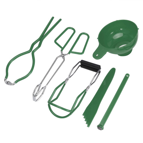 NDNCZDHC Canning Supplies Starter Kit for Beginners, Set of 6 Canning Kit with Jar Lifter, Canning Funnel, Wrench, Food Tongs, Magnetic Lid Lifter, Measurer (Green)