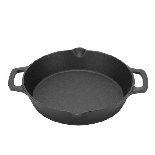 Oreilet Uncoated Cast Iron Skillet Frying Pan with Dual Handle (30cm)