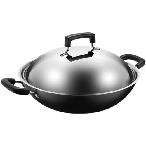 MOLYSAK Frying Pan Ear Cast Iron Household Uncoated Flat Bottom Frying Pan Induction Cooker