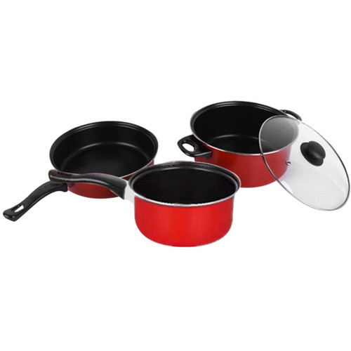 3pcs Non Stick Frying Pan Soup Pot Milk Cooking Set for Home Kitchens