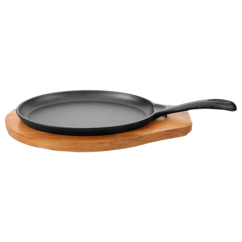 COOLHIYA Cast Iron Frying Pan with Wooden Base, Non Stick Steak Skillet