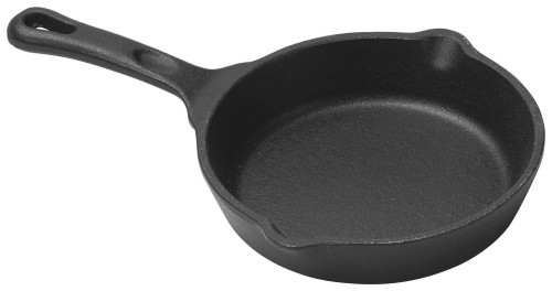 Winco 7.25 oz Black Cast Iron Skillet with Handle (Set of 6)