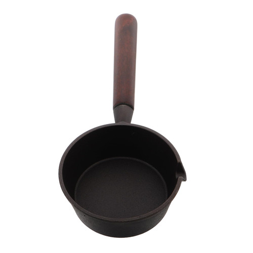 Unomor Mini Cast Iron Egg Frying Skillet with Wooden Handle Flat Bottom