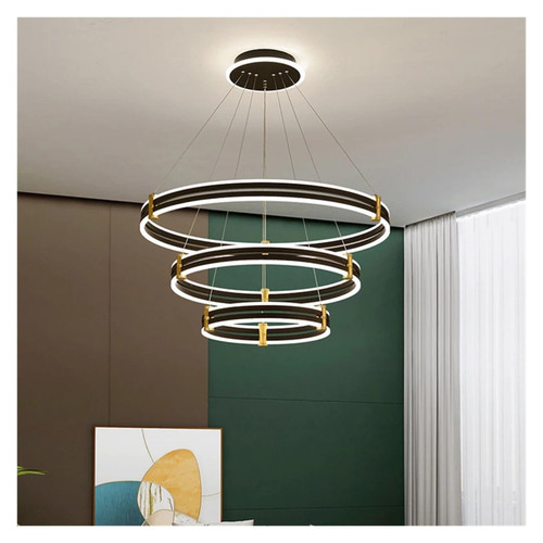 Modern Minimalist Black Ring LED Chandelier