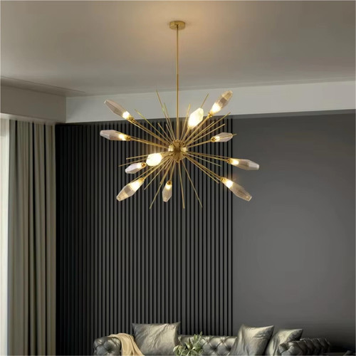 Gray Glass Led Lamp Luxury Modern Chandelier for Living Room Bedroom Home Fixtures Ceiling Light Pendant,Luxury