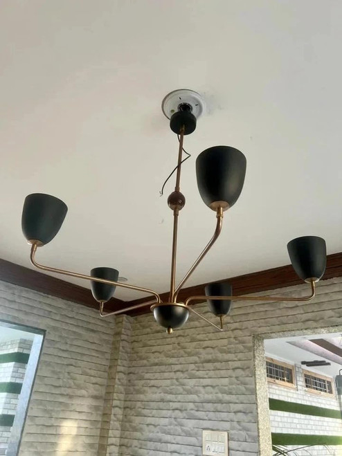 Gulvintilabcal Mid-Century Modern Sputnik Chandelier 5-Light Brass Ceiling Light Fixture Modern Sputnik Chandelier Lighting, Farmhouse Ceiling Hanging Light Fixture for Dining Room Bedroom