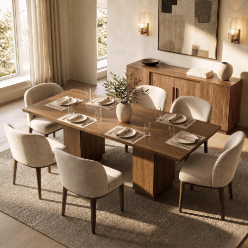 ModernMate 63"-78" Extendable Dining Table for 6-8 with Drawer, Walnut