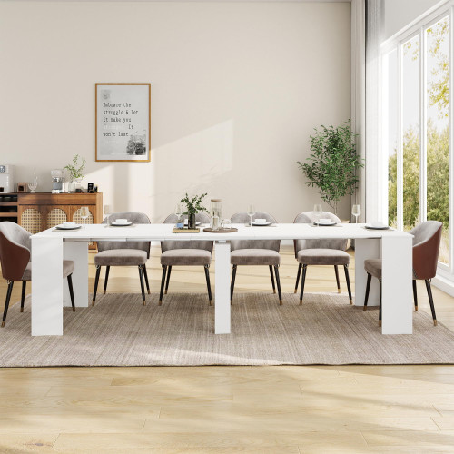Varelynn 118" Extendable Dining Table, Transformer Console Table, White