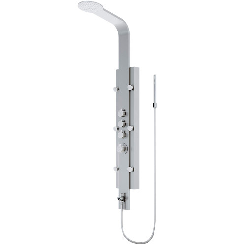 VIGO Mateo 60" H x 7" W 6-Jet Shower Panel System with Fixed Rainhead and Hand Shower Wand in Stainless Steel-VG08008