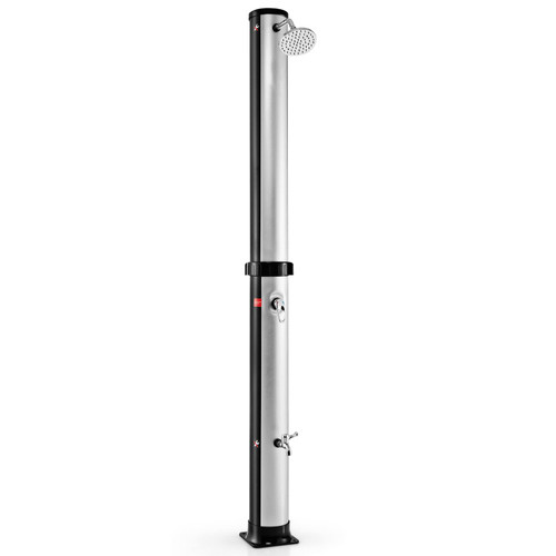 GIANTEX 7.2 FT 10 Gallon 2-Section Solar-Heated Outdoor Shower, Pool Shower W/Free-Rotating Shower Head, Foot Tap Spigot, Faucet, Temperature and Pressure Adjustment for Backyard, Garden, Beach Spa
