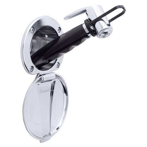 Ambassador Marine Recessed Shower Sprayer Black 6 ft Stainless Hose
