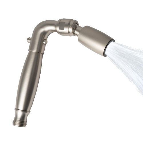 High Sierra® Solid Lead-Free Metal Handheld Shower Head, Built-in Trickle Valve, Patented single Nozzle Never Clogs. Shower Hose and Holder Not Included. Low Flow 1.8 GPM. Brushed Nickel Finish