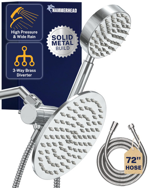 HammerHead Metal Dual Shower Head Combo With Handheld and Rainfall