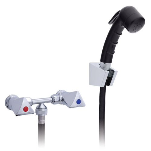 Ambassador Marine Trinidad External Shower Mixer, 2 Handle, Black Sprayer