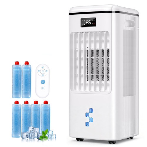 Ashihoti Official 4-in-1 Evaporative Air Cooler, Portable Air Conditioner & Swamp Cooler with 3 Speeds & 4 Modes, 2-Gal Water Tank, Remote and Touch Control, Low-Noise for Indoor Daily Use