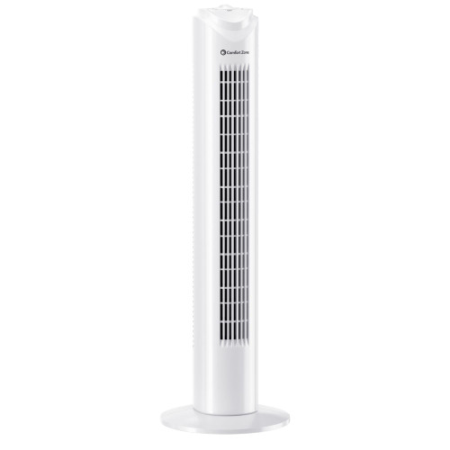 COMFORT ZONE 32" Oscillating Tower Fan with Bladeless Design - White
