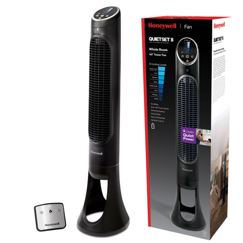 Honeywell QuietSet Whole Room Tower Fan, Oscillating Tower Fan with Remote, Black, HYF290B