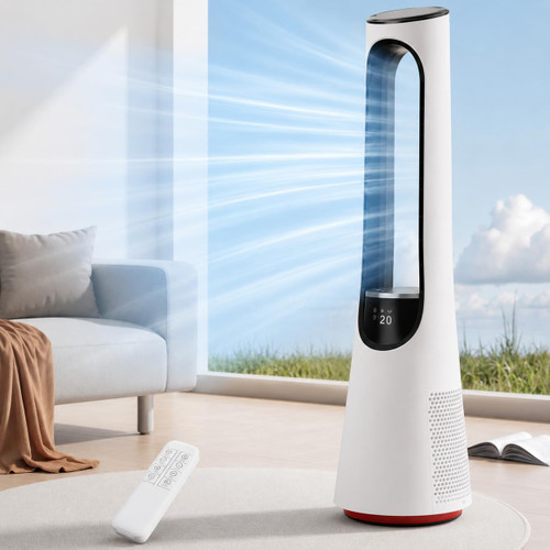Uthfy 38 Inch Bladeless Tower Fan, 120° Oscillation Quiet Standing Fans, 20 Speeds & 4 Modes, Ambient Light, Remote Control, 12H Timer, Ideal for Bedroom Home Whole Room Use