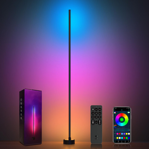 Miortior Corner Floor Lamp - Smart RGB LED Corner Lamp with App and Remote Control, 16 Million Colors & 68+ Scene, Music Sync, Timer Setting - Ideal for Living Rooms, Bedrooms, and Gaming Rooms