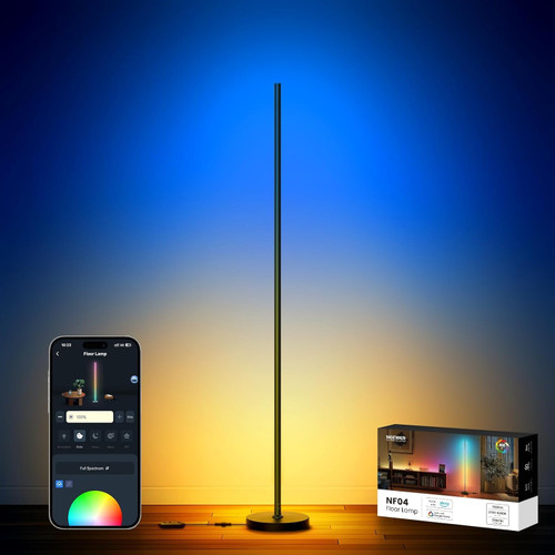 NEEWER NF04 RGB IC W Smart Floor Lamp, 1000lm LED Corner Light Compatible with Google Assistant Alexa, APP/AI Design/Music Sync/16 Million Color Living Room Bedroom Home Decor Ambient Lighting