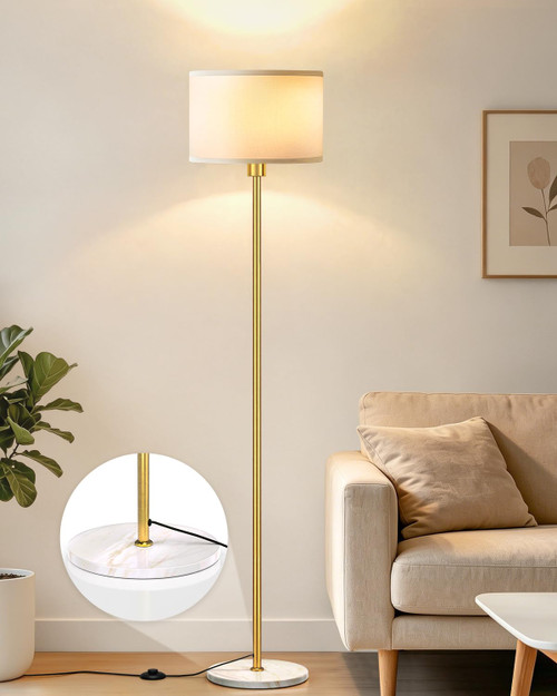 Anrikey 63" Gold Floor Lamp for Living Room, Standing Lamp with Marble Base