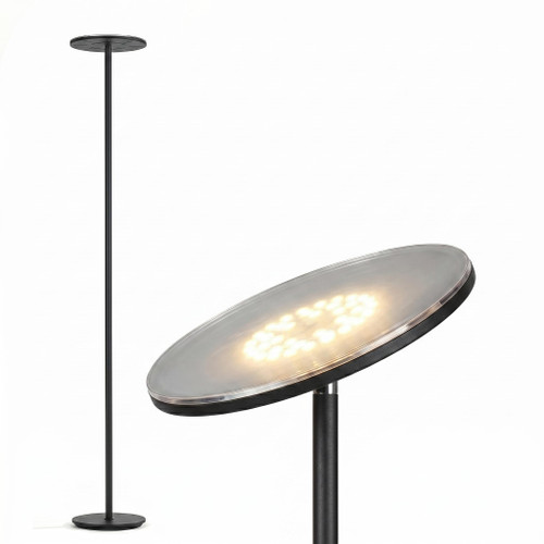 Brightech Sky Flux Dimmable LED Floor Lamp – Super Bright Floor Lamp with 3 Light Modes for Living Room, Office – Torchiere Standing Touch-Lamp, Tall Torch Lamp for Bedroom & Reading – Black