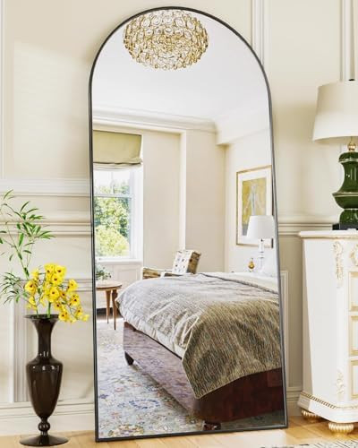 Antok 58" x19” Arched Full Length Mirror, Floor Mirror with Stand,Black