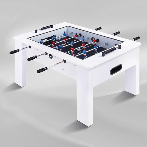 RAYKEEP Foosball Coffee Table with 2 Balls, Tempered Glass