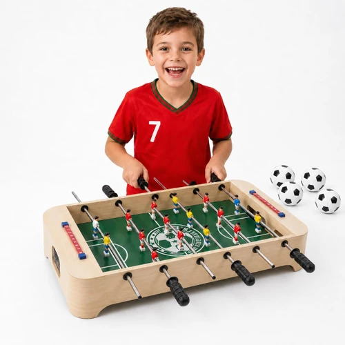 Miosea 28 Inch Tabletop Foosball Table, Portable Wooden Soccer Game Set with Non-Slip Base, Ergonomic Handles for Kids and Adults, Indoor Family Game Night & Birthday Gift