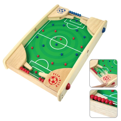 Flipkick: Wooden Tabletop Football/Soccer Pinball Games, Indoor Portable Sport Table Board for Kids and Family