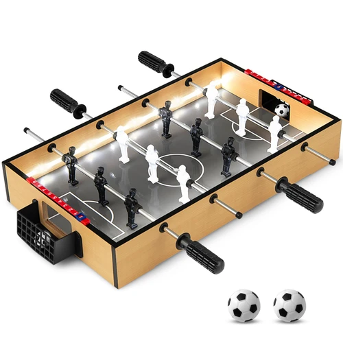 GYMAX Mini Foosball Table, 20 Inch LED Light Up Tabletop Soccer Table Game with 2 Balls, Foosball Table for Kids, Party, Game Room, Family Night