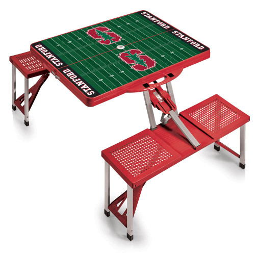 PICNIC TIME NCAA Stanford Cardinal Football Field Folding Picnic Table - Camping Table - Outdoor Table with Umbrella Hole, (Red)