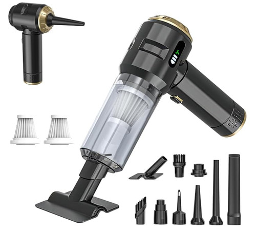 Melising Handheld Vacuum Cleaner Cordless, 23000Pa Powerful Car Mini Vacuum Cleaner, Rechargeable Portable Lightweight dust Catcher for Home Car Carpet Stairs Pet Hair Deep Cleaning（Black-Gold）