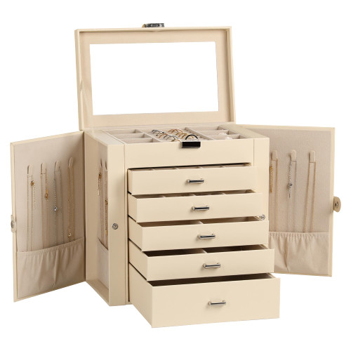 Frebeauty 6-Layer Jewelry Box for Women,Large Jewelry Organizer with Drawer