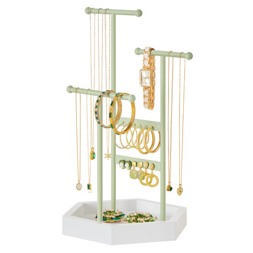 SONGMICS Jewelry Holder for Rings, 3 Tiers and 1 Tray, Metal Frame