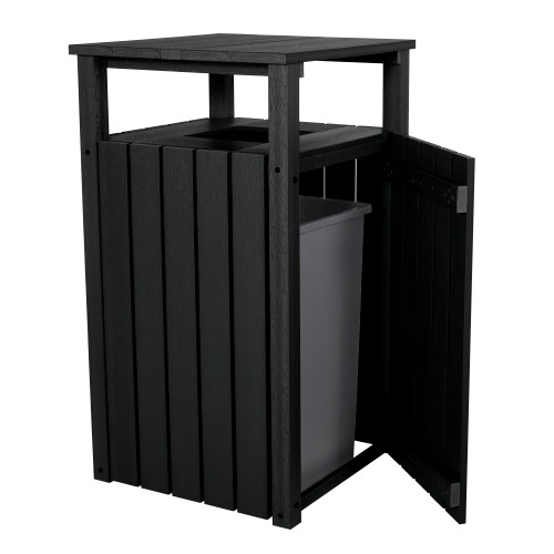 highwood Professional Commercial Grade Trash Can with Hood, 30-39 Gallon Capacity, Black