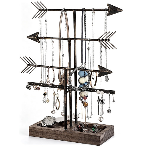 Urban Deco Arrow Jewelry Organizer Stand 4-Tier Black Jewelry Stand