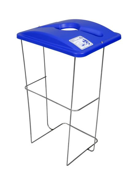 Sturdy Essentials Set of 5 Wire Event Containers with 32 Gallon Capacity for Mixed Recycling Reusable Event Bin with Magnetic Lid to Keep the Lid in Place - Blue