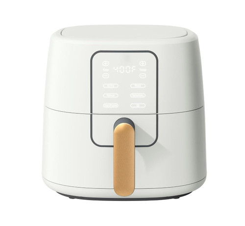 6–Quart Air Fryer with Touch-Activated Display, 4-in-1 Countertop Air Fryer 1750–W, Air Fry Roast Reheat Dehydrate, Nonstick Dishwasher Safe, Auto Shut-Off, 90°F to 400°F – (White Icing).