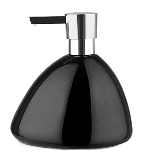 Multi Use 16.5 Oz Ceramic Soap Dispenser for Bathroom, Refillable Liquid Suitable Size(Black)