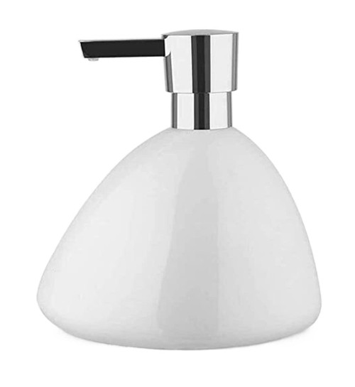 Multi Use 16.5 Oz Ceramic Soap Dispenser for Bathroom, Refillable Liquid Suitable Size(White)