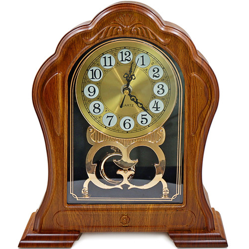 Igtazy Antique Mantel Clock with Pendulum, Battery Operated(9.64" x 11.02")