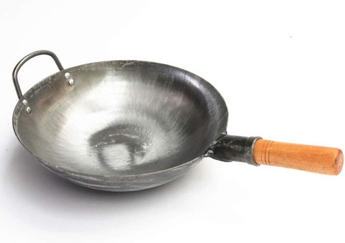 LICJMMJLH Handmade Iron Wok 36cm Traditional Cast Iron Skillet Non-Stick Gas Cooker Cookware(32cm)