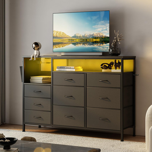 Festisoul TV Stand Dresser for Bedroom, LED Dresser Fits Up to 60 Inch TV