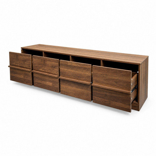 Modern Walnut TV Stand, 63 in Media Console Entertainment Center, 4 Drawers