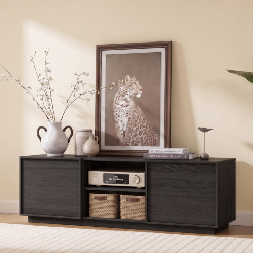 RYWI11OUSE 54" Mid Century TV Stand with 2 Doors and Shelf